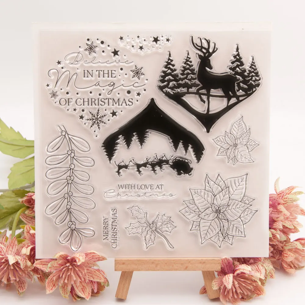 

Merry Christmas Leaves Clear Stamps Seal for DIY Scrapbooking Card Rubber Stamp Making Photo Album Handmade Crafts Decoration