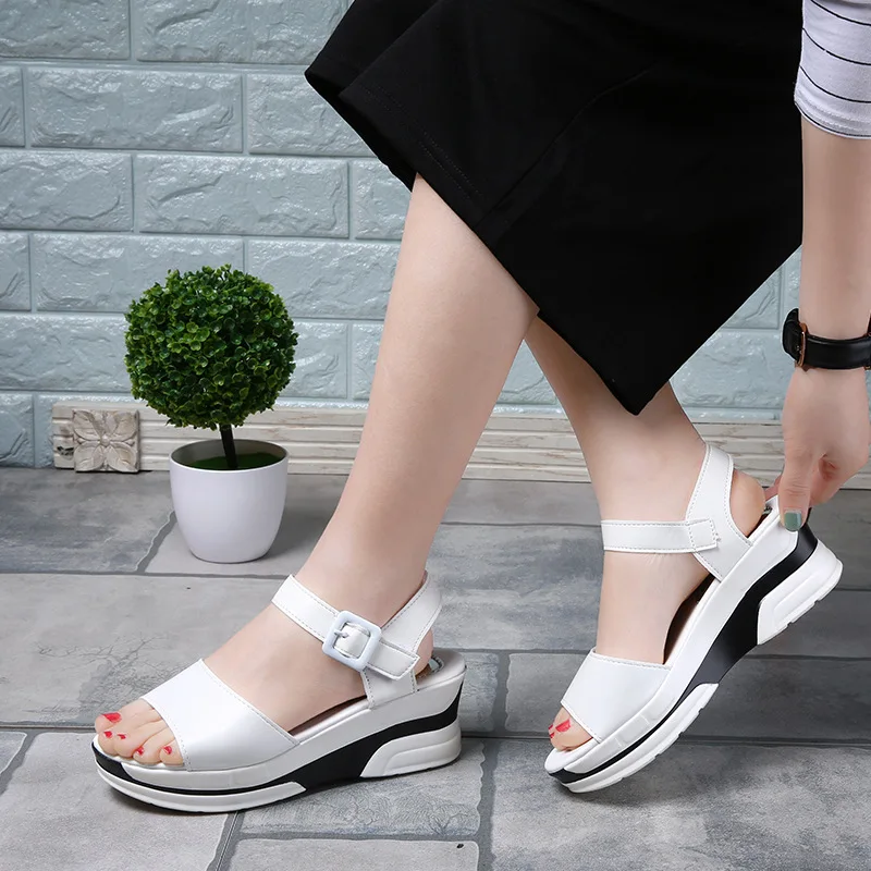 High Heel Sandals girls Summer 2022 New Platform Open Toe Wedges Heel White Sandals Wedges Shoes for Ladies Fashion Shoes