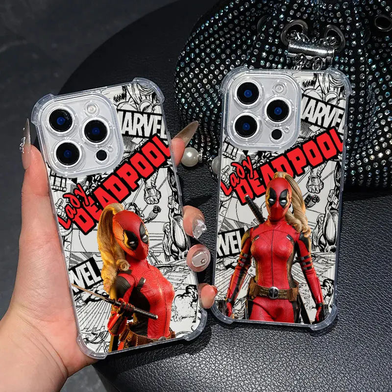 Funda de teléfono Lady Deadpool Marvel para Samsung Galaxy A17 A37 A57 A07 A56 A26 A36 A06 A16 A55 A35 A25 A05 A54 A52, funda transparente suave