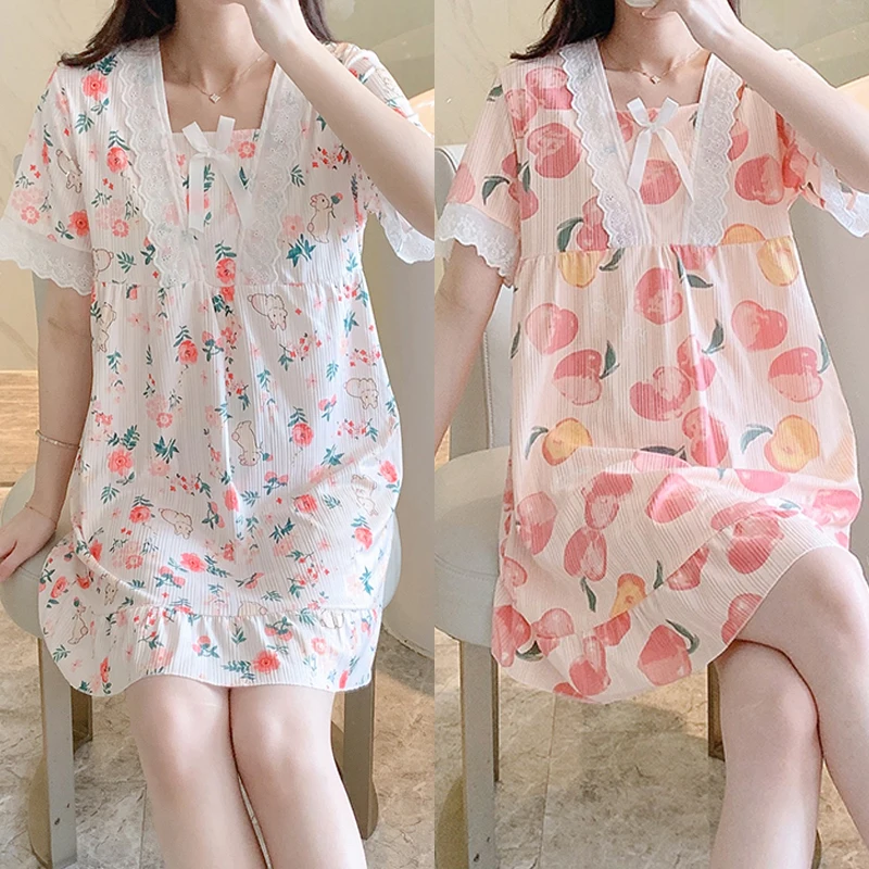 1 + 1(2) Lose print lovely sleeping one-piece loose homewear OP1863