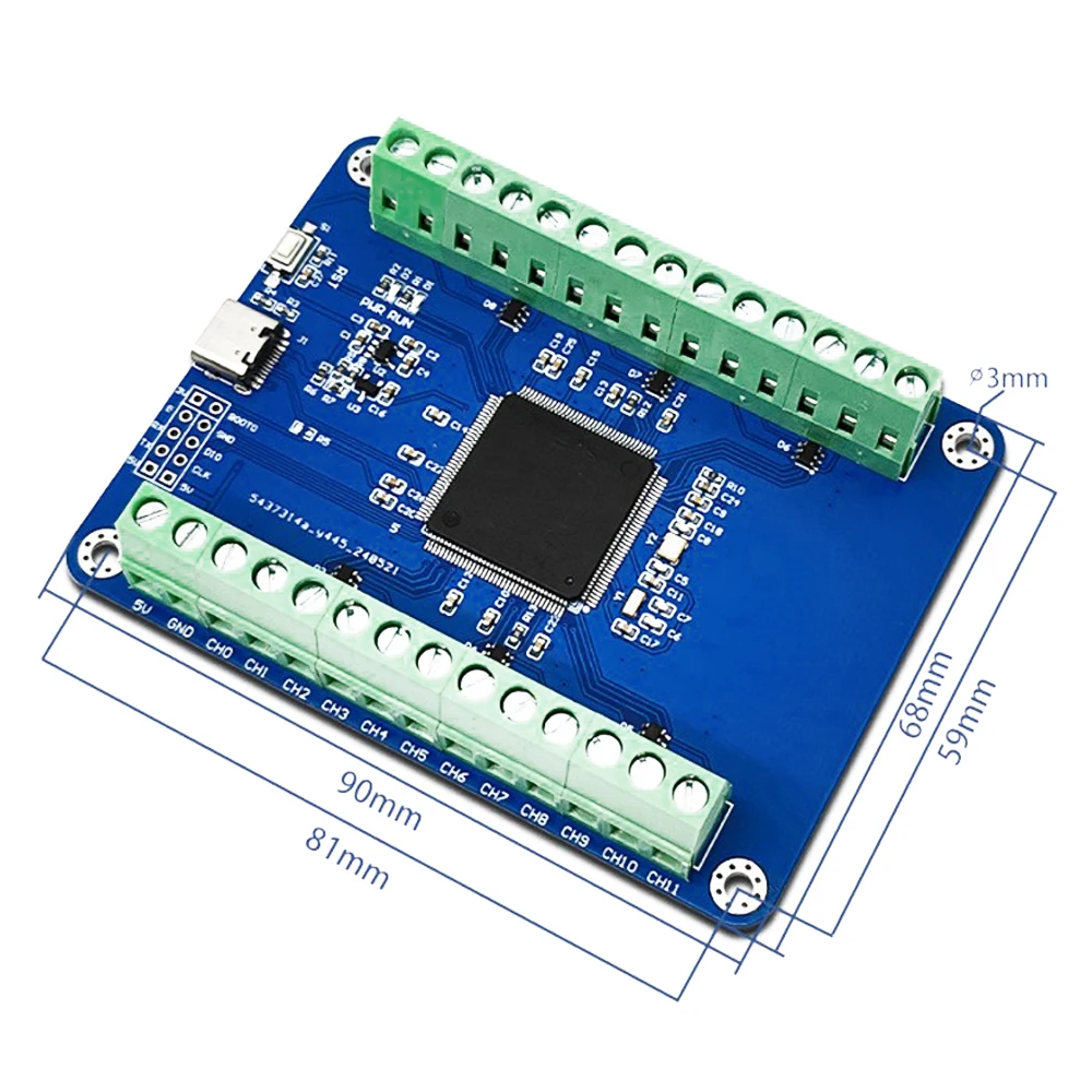 

STM32F407ZET6 24 Channel 12 Bit AD Sampling Module Data Acquisition Type-C Interface 0-3V Input