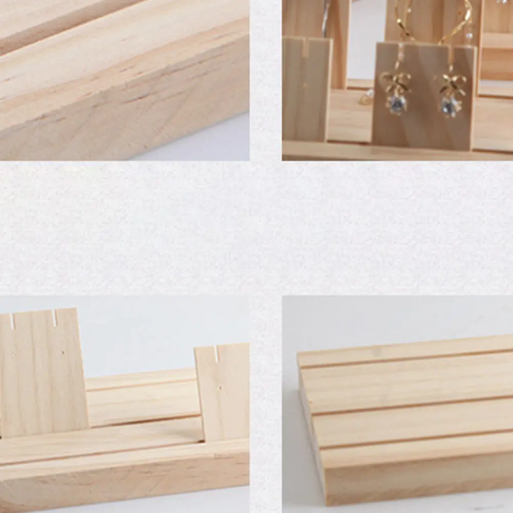 

Wooden Jewelry Stand for Rings Necklaces Earrings Bracelets Display Organizer Decorative Desktop Vanity Storage Holder Size S 2