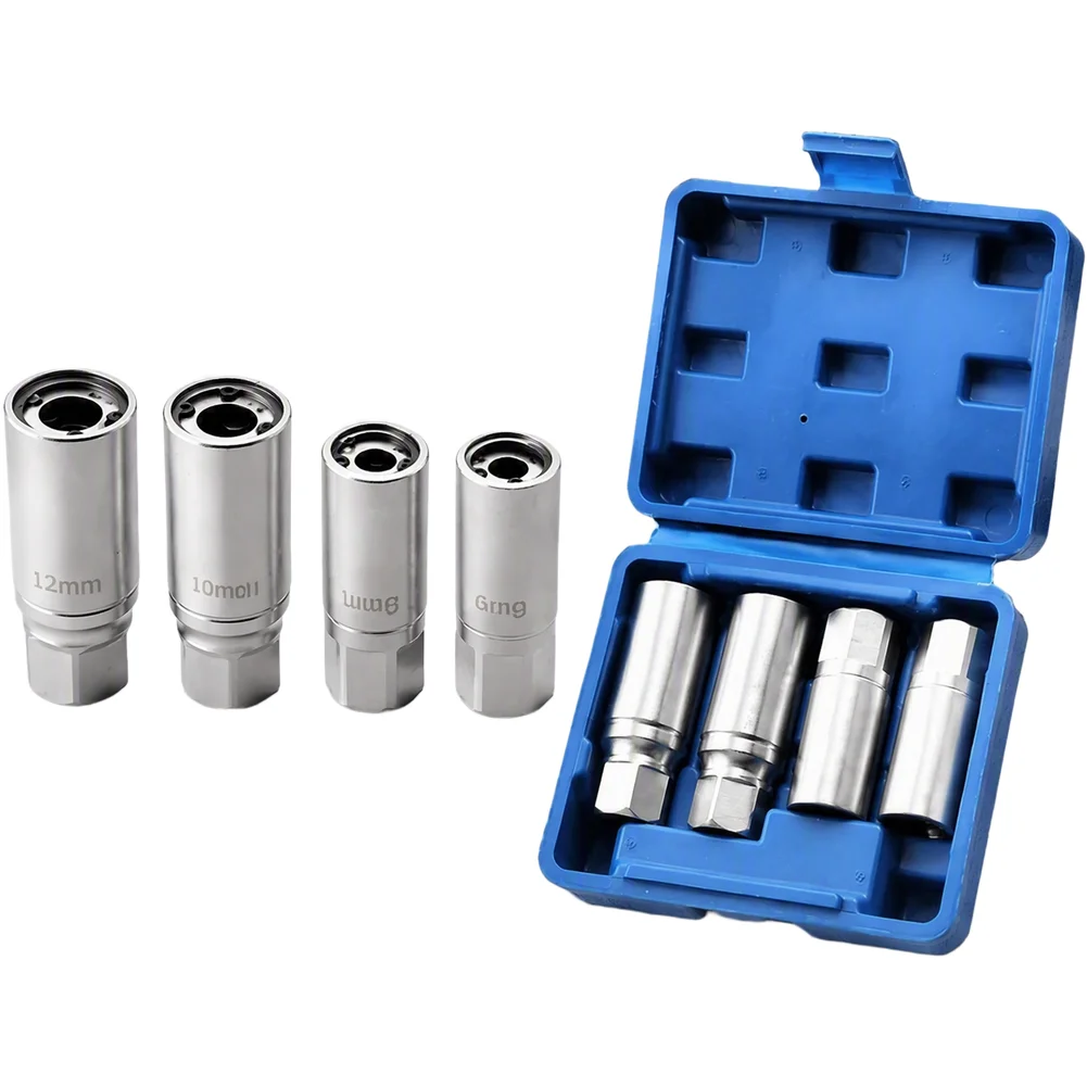 4pcs 1/2inch Broken Bolt Extractor Set 6/8/10/12mm Metric Bolt & Nut Remover Set For Stud Removal Tool Sockets Hand Tool