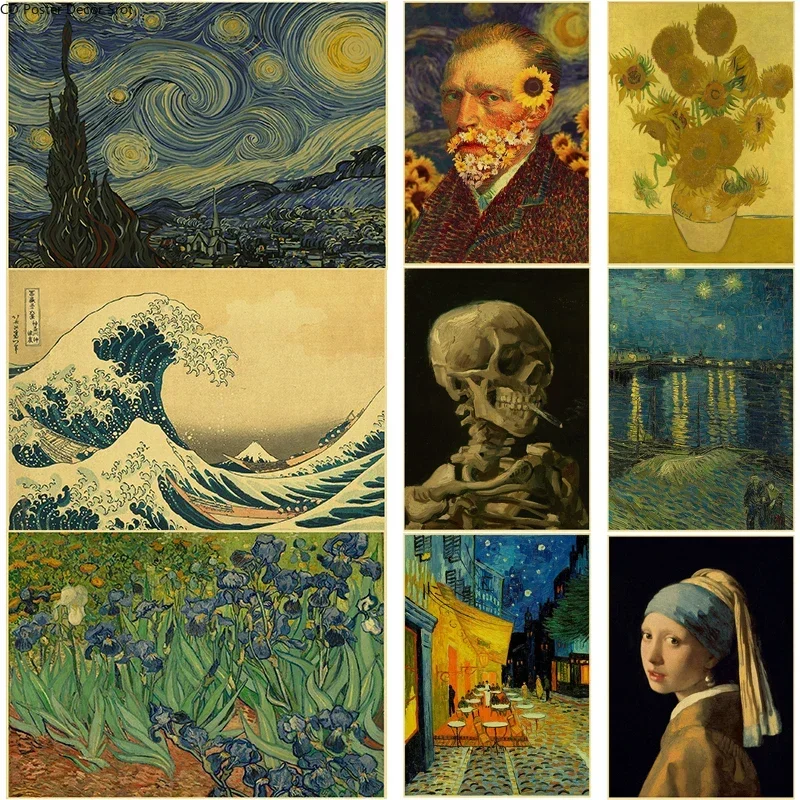 Canvas Painting Gran Pintor Vincent Van Gogh, De Papel Kraft, Pintura Al Óleo Famosa, Carteles DIY, Vintage, Para El Hogar, H