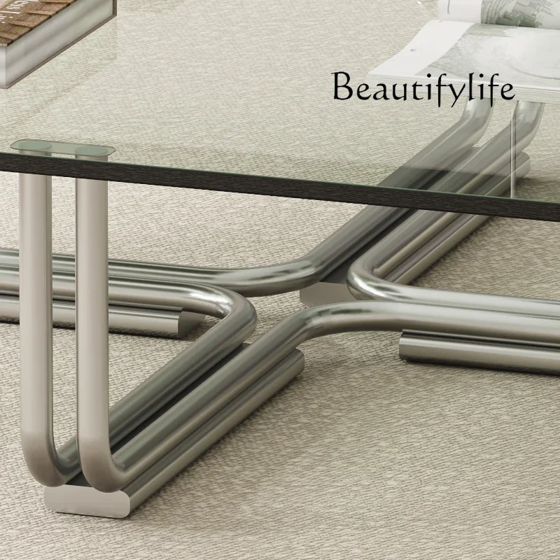 C BJ YY طاولة القهوة الحديثة الحد الأدنى الزجاج العصرية بسيطة مستطيل طاولة القهوة غرفة المعيشة جلام الجدول دي صالون أثاث المنزل #5