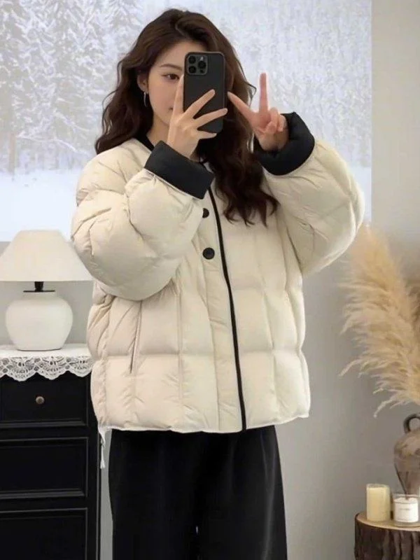 

Commute Sle Color Blo Cotton Jaet Women's Coat Button down Loose Fit Regular Sve Long Sve Pure Color No Hat