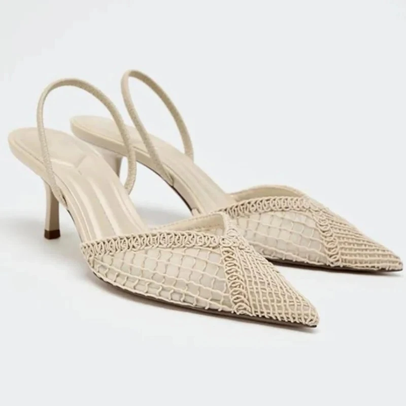 

Сексуальные женские дышащие туфли на тонком высоком каблуке с острым носком и сеткой, модная обувь для банкета и вечеринки, женские туфли-лодочки, дизайнерские сандалии, женские