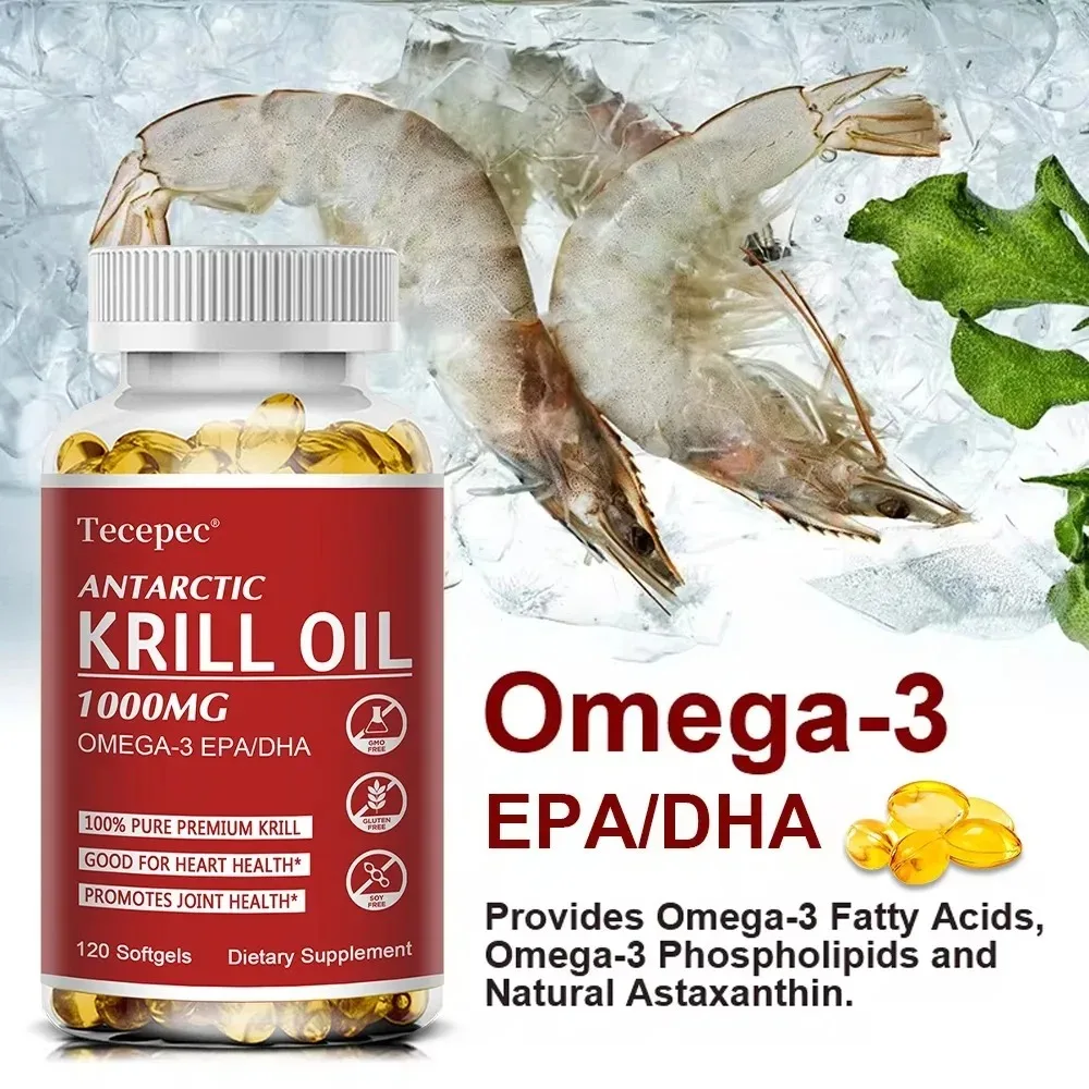 Antarctic Krill Oil Capsules OMEGA-3 and EPA/DHA with Astaxanthin Supplement for Joint, Brain, Heart Health