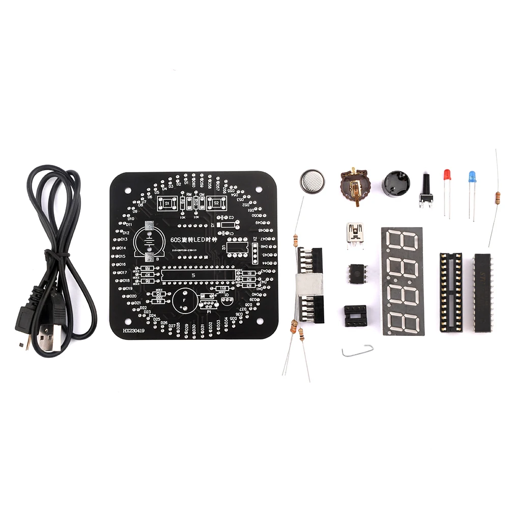 Digital DIY Electronic Clock Kit Light Control Rotation Digital LED Temperature Time Display Tool Set for Soldering Practice