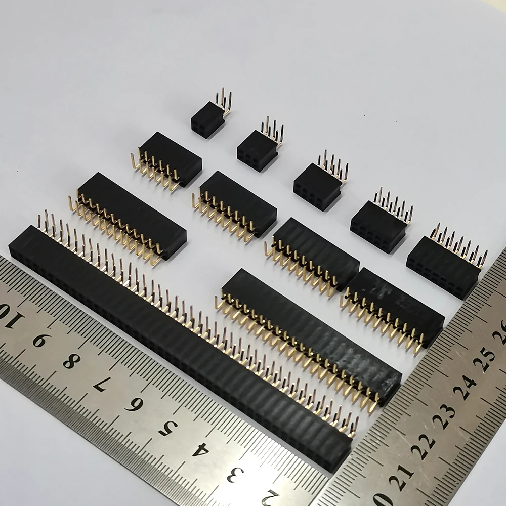 2,54 mm Rastermaß, zweireihige, rechtwinklige Buchsenleiste, 90-Grad-Biegestift-Steckverbinder, 2x2P/3/4/5/6/7/8/9/10/12/20/40P PCB-Buchse – Detail 2