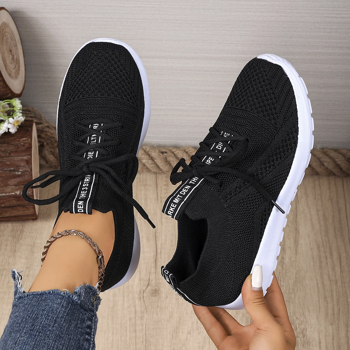 

Women Sneakers Fashion Lace Up Mesh Breathable Outdoor Walking Small White Shoes Round Toe Non-slip Thick Sole Tennis Shoe Mujer