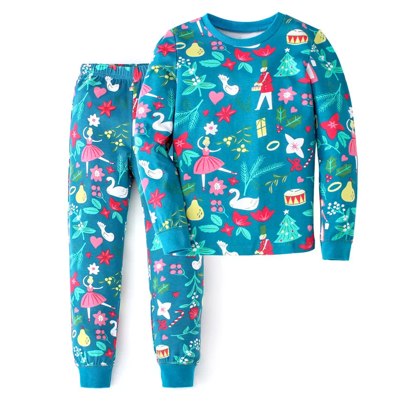   Jumping Meters Hot Selling Sleepwear Pyjamas Boys Girls Clothing Sets Animals Print Autumn Winter Kids Outfits Suit
