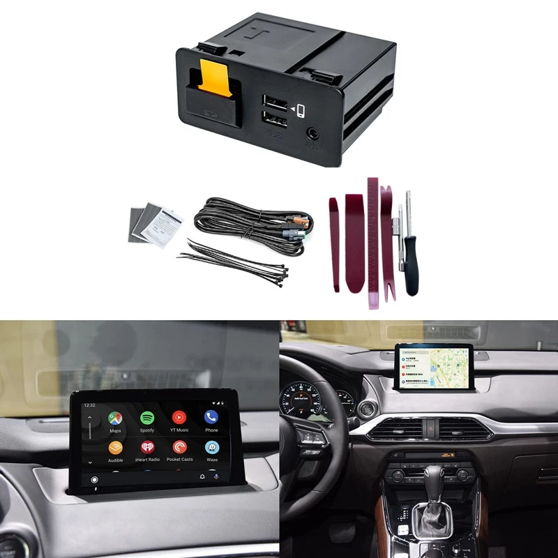 For Apple Carplay Android Auto USB Aux Adapter Hub Retrofit Kit For Mazda 2 Mazda 3 Mazda 6 CX-3 CX-5 MX5 TK78-66-9U0C