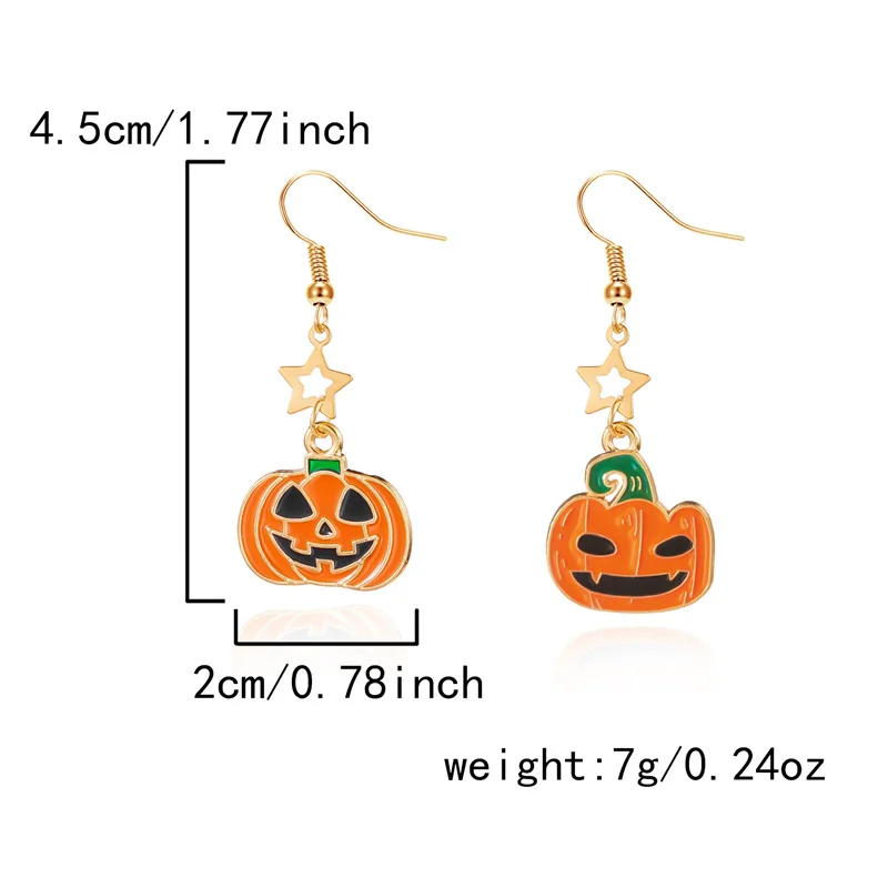 Niedliche Halloween-Harz-Geister-Ohrstecker für Damen, modische Cartoon-Kürbis-Anhänger-Piercing-Ohrringe, Schmuckgeschenke – Detail 16