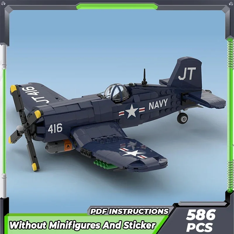 Moc Building Bricks Military Model F4U Corsair Navy Fighter Technology Modular Blocks Gifts Toys For Children DIY Sets Assembly