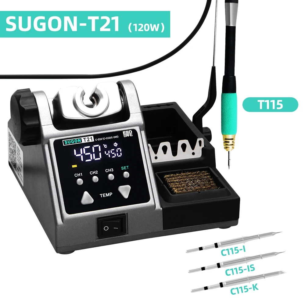 SUGON T21 Soldeerstation Compatibel Originele Soldeerbout Tip 210/245/115 Handvat Controle Temperatuur Lassen Rework Station