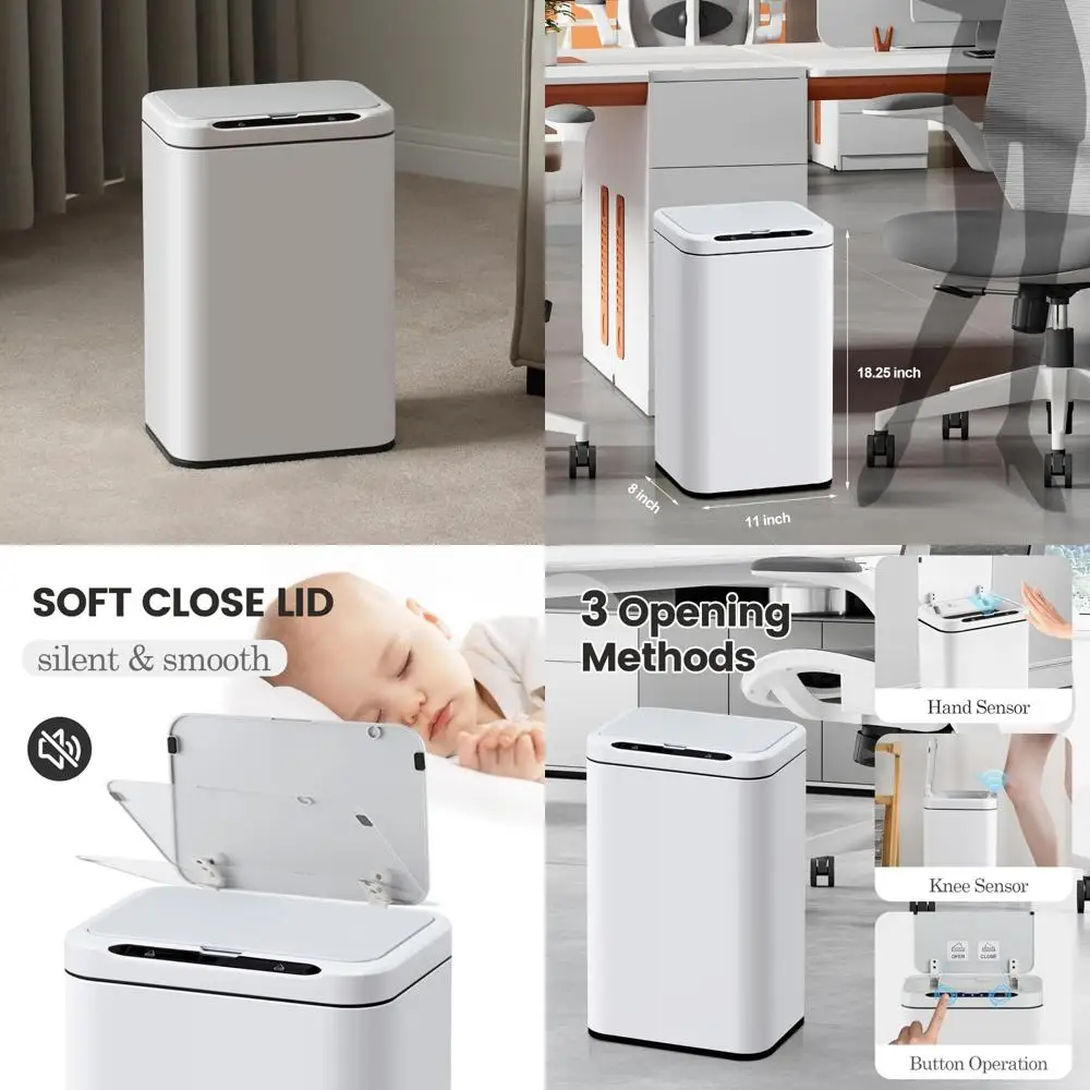 

Touchless Motion Sensor Smart Trash Can for Office and Kitchen, Stainless Steel Automatic Waste Bin with Sensor Technology