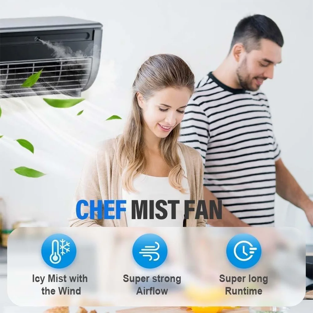 Desktop Fan Wall Mounted Air Conditioning Fan Rechargeable Portable Intelligent Temperature Control Cooling Home Office Kitchen