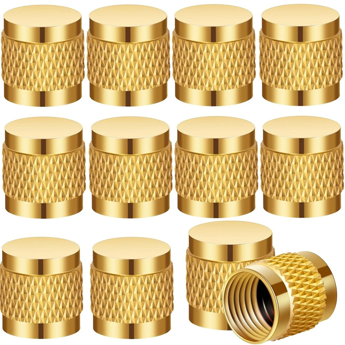 A92P 1/4 Flare Cover, Round Brass with Neoprene O-Ring Seal, HVAC Valve Cover, Refrigerant Lock Cover, HVAC Lock Cover 10PCS