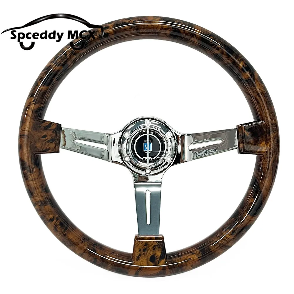 14inch 350mm Wood Look Steering Wheel For Car Motorsports Classic ABS Wooden Deep Dish Steering Wheel With Rivets