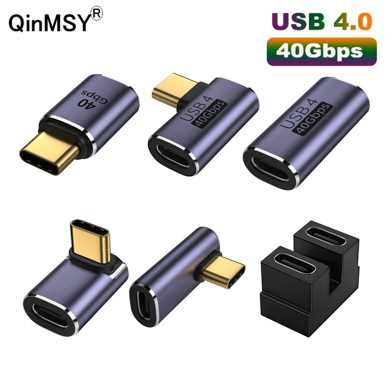 USB C Adapters U-Shape Angle Adapter Type C Female to Type C Male 40Gbps 10Gbps 5A Fast Data Adapter Converter Charging Adapters