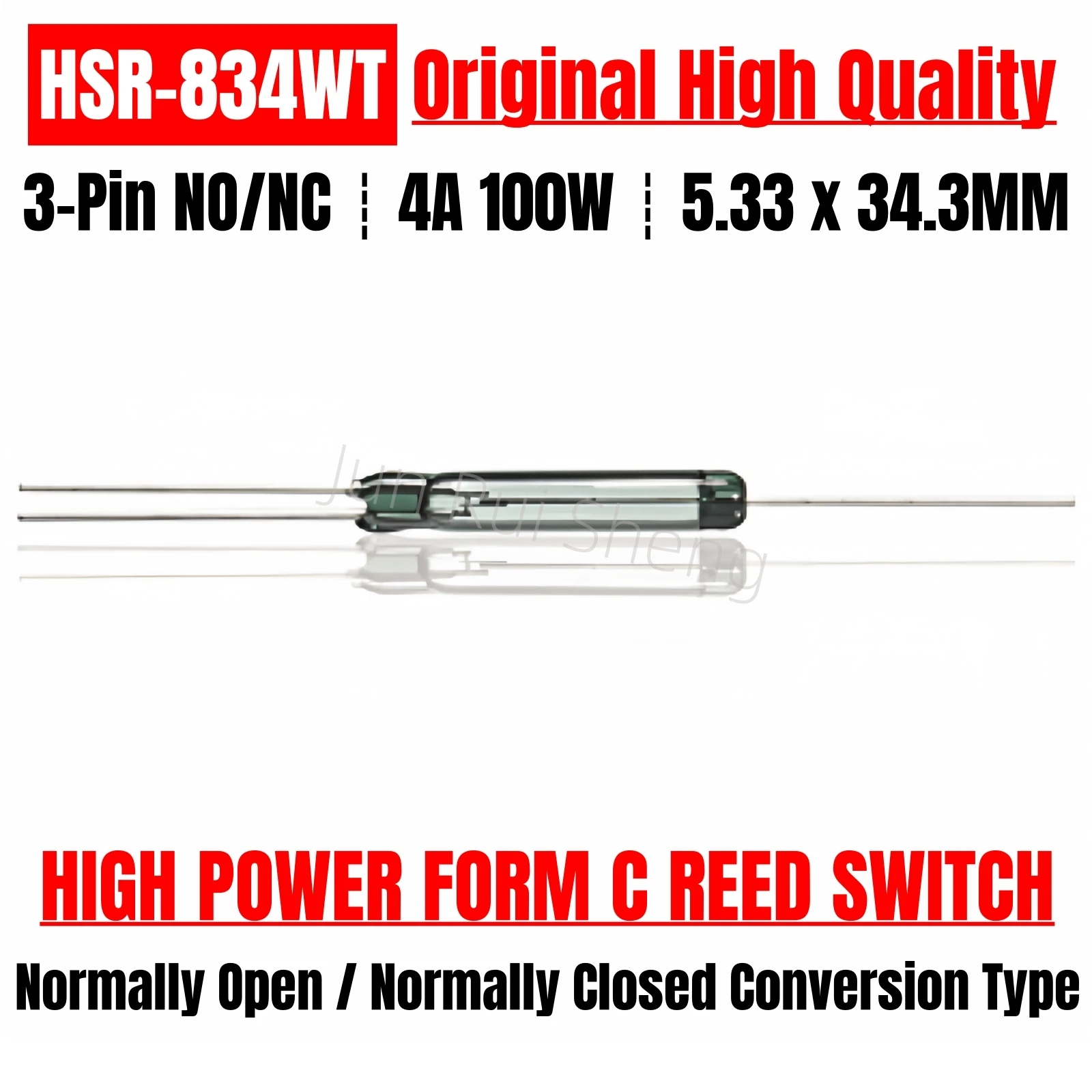 Original High Power 4A Reed Switch HSR-834WT 5*34MM 3Pin Normally Open Closed NO NC Conversion Magnetic Control Induction Sensor