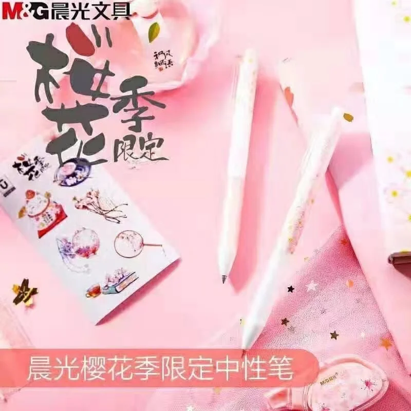 Kawaii  Cherry Blossoms Gel Pen for girl School Office Supplies Stationery Gift Students Cute Ballpoint pens pretty aesthetic