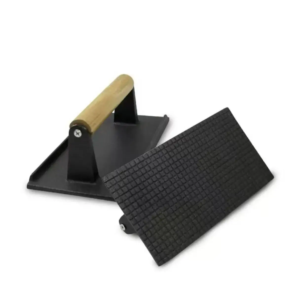 Cast Iron Steak Burger Press Round Rectangular Uncoated Heavy-Duty Meat Press with Handle for Outdoor Grill Food Cooking Tools