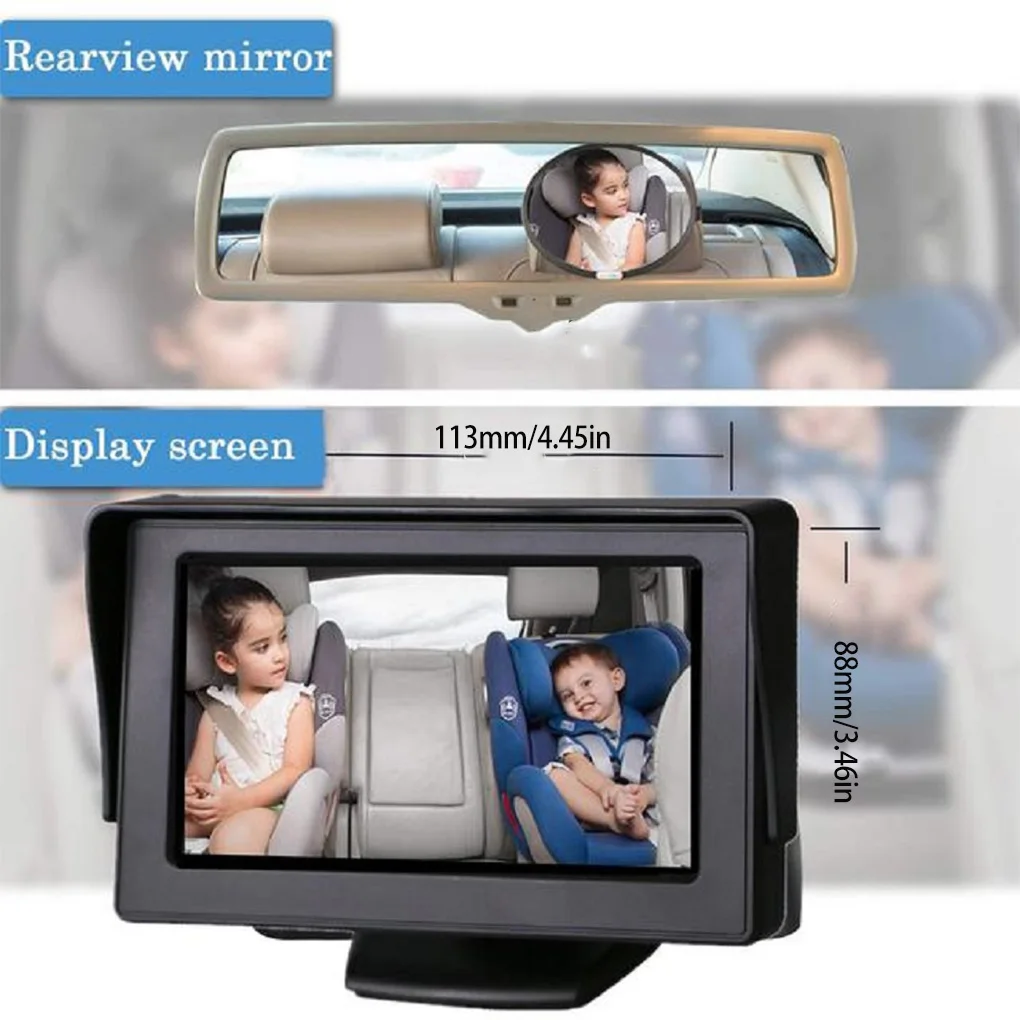 Cámara inalámbrica para bebé, videocámara de vigilancia con pantalla de 4 y 3 pulgadas para asiento trasero infantil