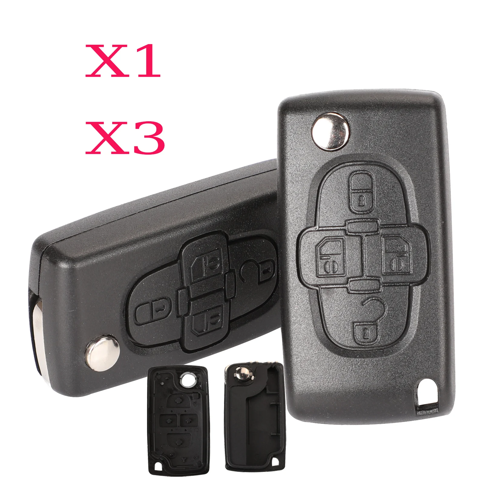 

jingyuqin X1 X3 Remote Folding Car Key Shell Case Cover For Peugeot 407 407 207 301 307 308 508 607 With Blade