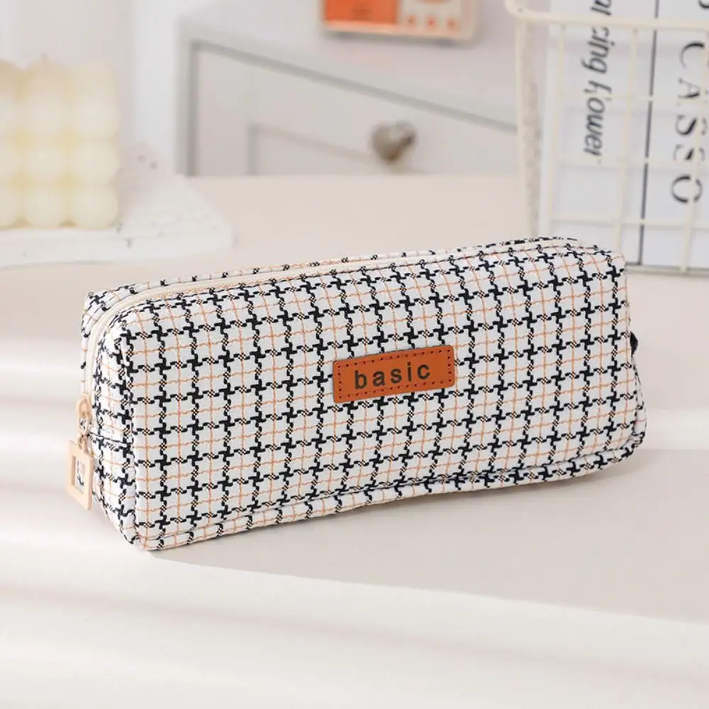 Durable Kawaii Woven Pencil Case INS Simplicity Scratch-proof Cosmetic Storage Bag Large Capacity Dopamine Pen Bag Girls