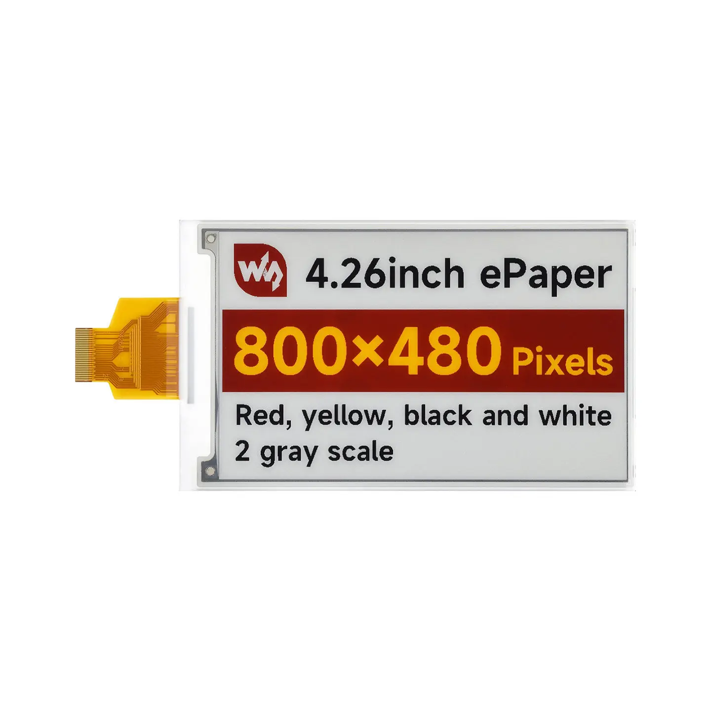 4.26 inch e Paper Red Yellow Black White 800x480 Pixel SPI Communication