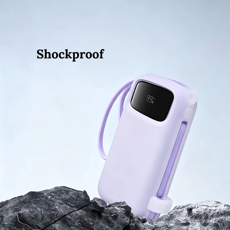 Silicone Case for Baseus Q Power 3 20000mAh Power Bank Matte Transparent White Protective Shockproof Cover with Hand Strap
