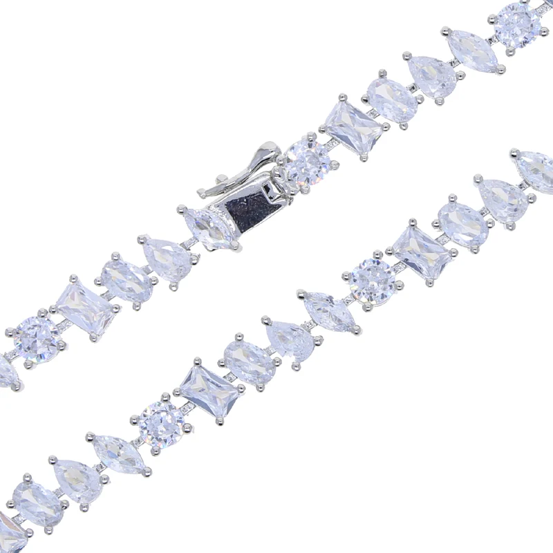 Iced Out Bling Women Jewelry Geometric Various Shaped Prong Set CZ Tennis Chain Fashion Women Girl Bracelet view 5