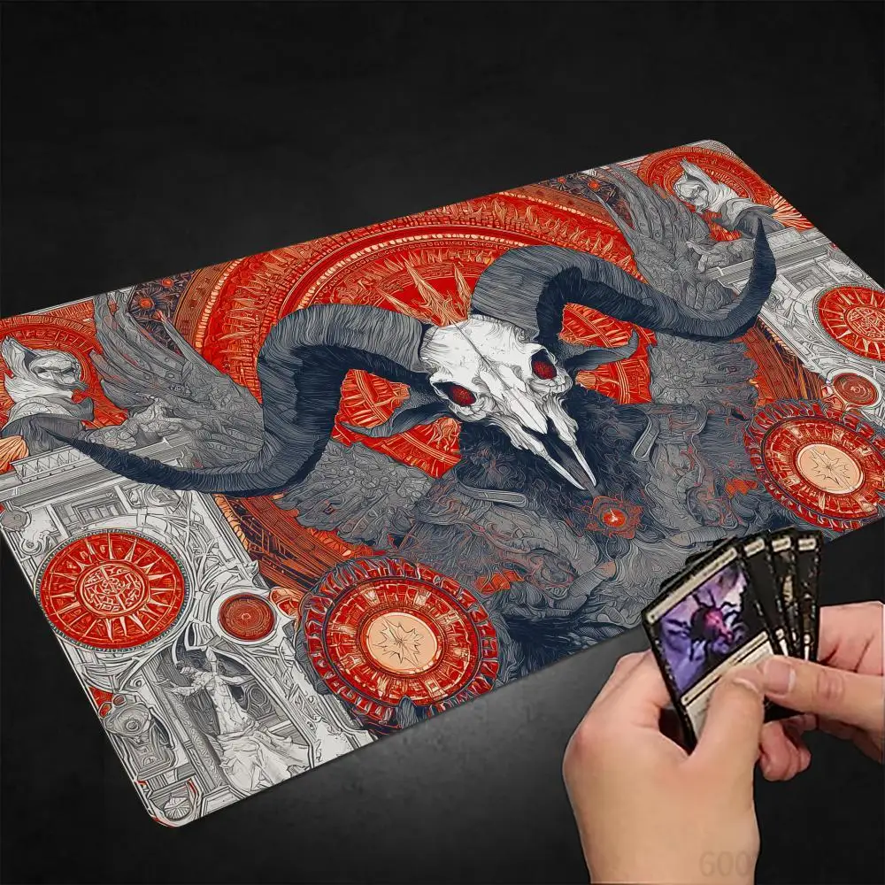 Red runes and demon MTG Playmat Magic Card Mat with Stitched Edge Non-Slip Durable Tabletop playmat Board Game Mat for TCG