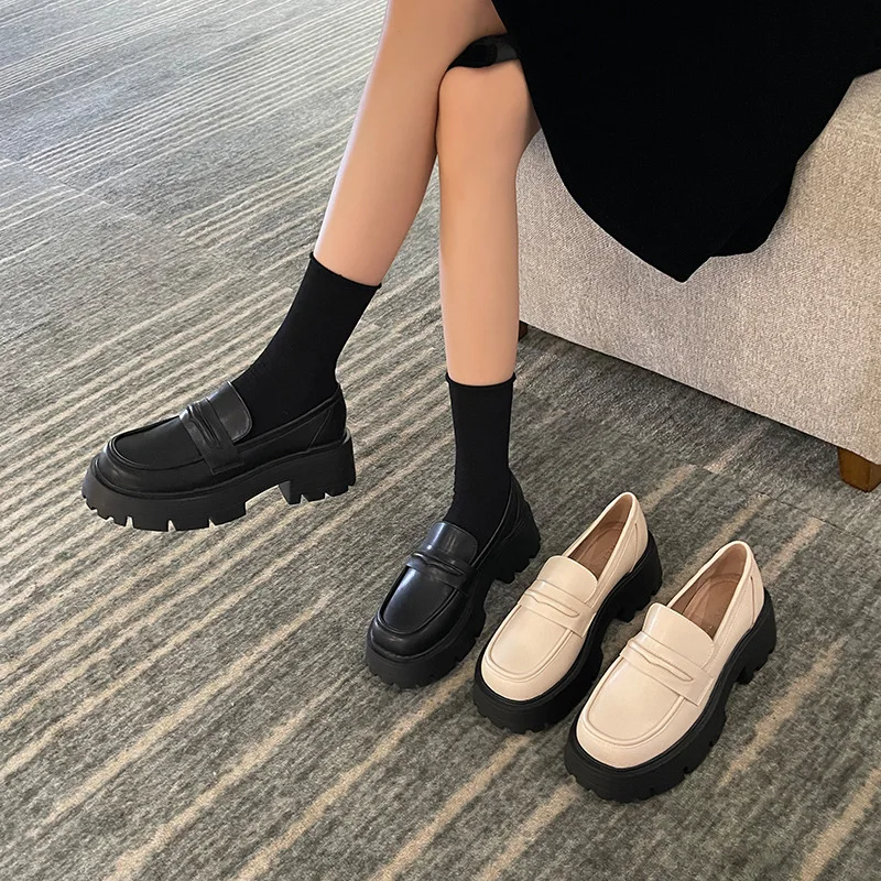 

Удобные туфли на толстой подошве для женщин больших размеров в ретро-стиле, повседневные модные туфли, легко носить на весь день.