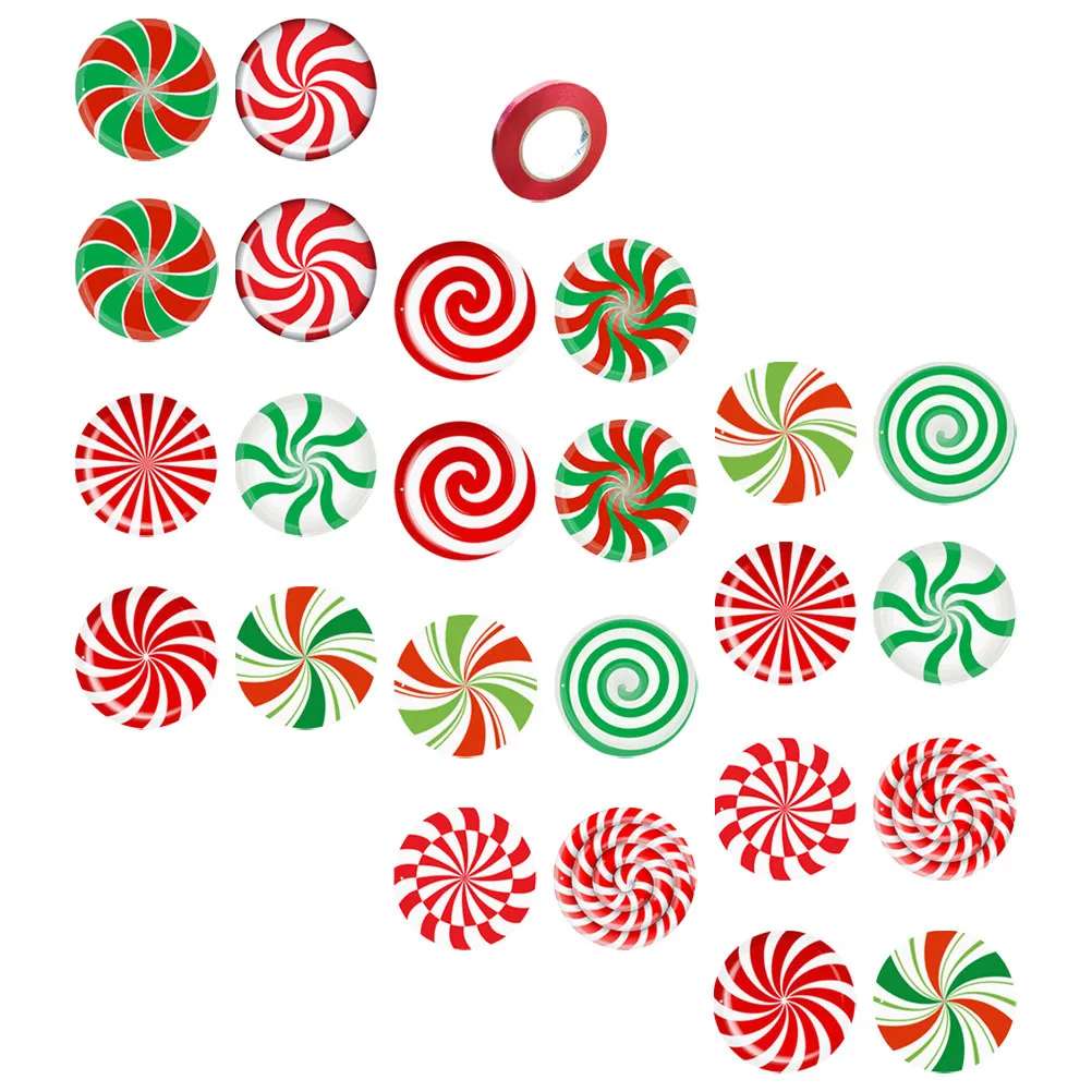 

24 Sheets Christmas Candies Pendant Decorative Hanging Ornament Light Weight Xmas Tree Decoration for Door Window Mantel Decor