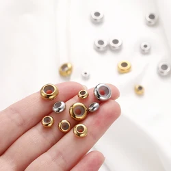 Aço inoxidável Contas Redondas para Fazer Jóias, Smooth Spacer Stopper, Borracha de Silicone, DIY Pulseira Acessórios, 10Pcs por lote