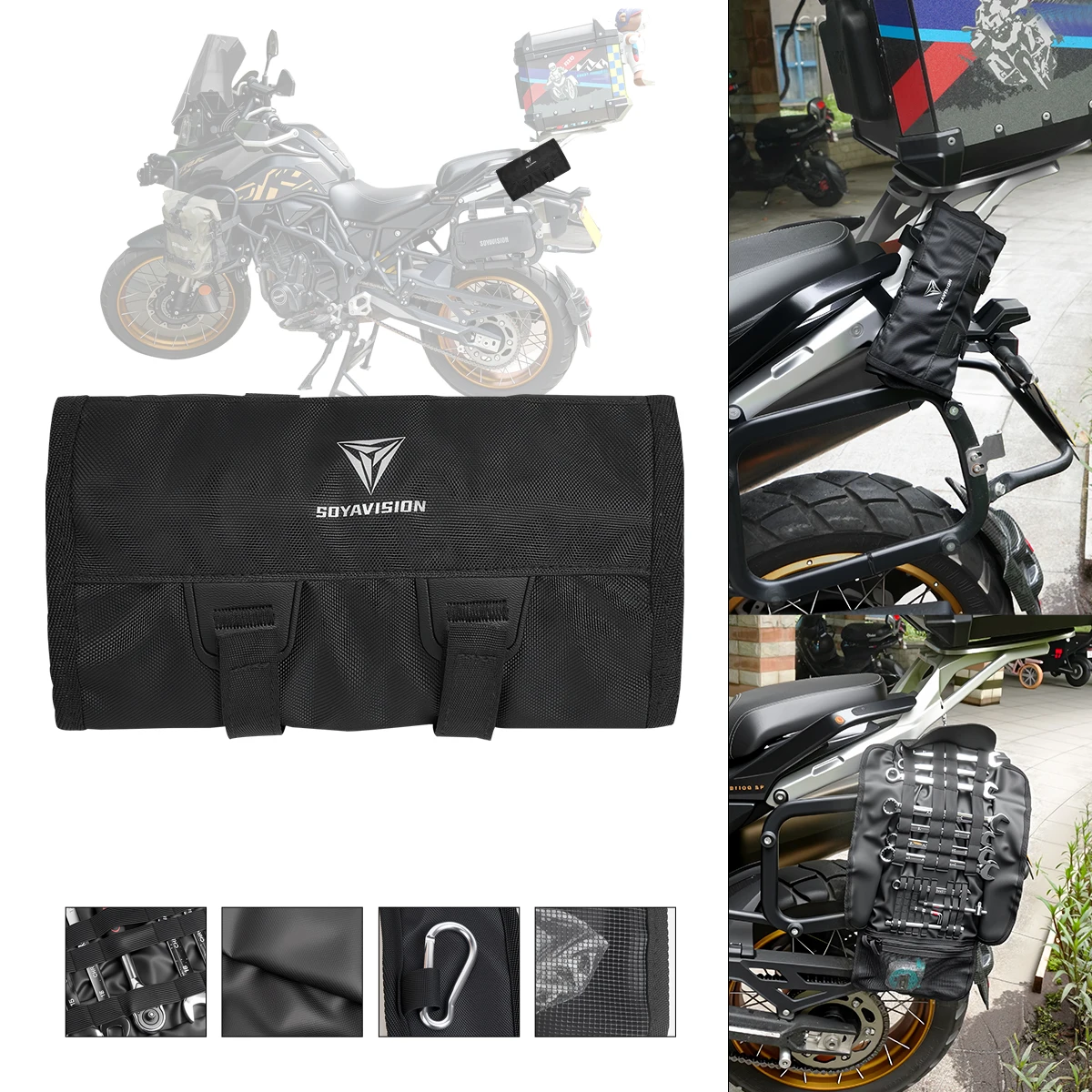 

Motorcycle Tool Bag Roll Toolkit Saddle Bag Portable Repair Kit Storage Pouch Universal Large Capacity Side Tool Bag