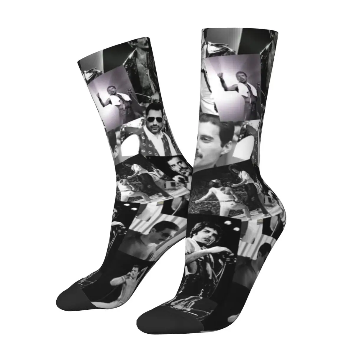 Colorful Freddie Mercury Music Band Rock Basketball Socks Polyester Long Socks for Unisex