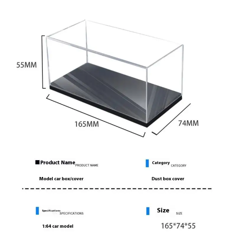 1Pcs Transparent Acrylic Box, Practical 1/43 Diecast Model Car Storage, DIY Dustproof Toy Display Stand.