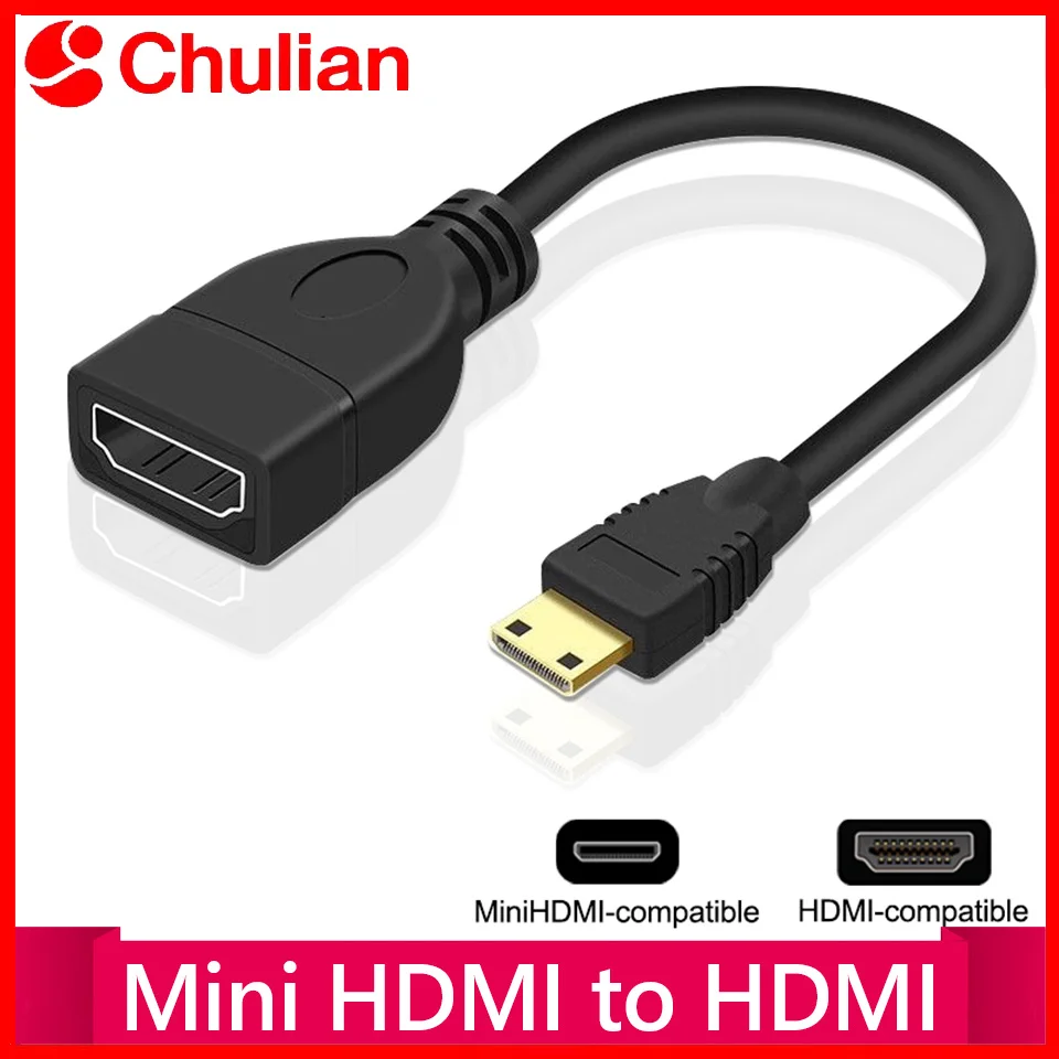 Mini HDMI to HDMI Female Cable 1.4 Converter for Screen Mirroring Laptops, DSLR Cameras, Computers