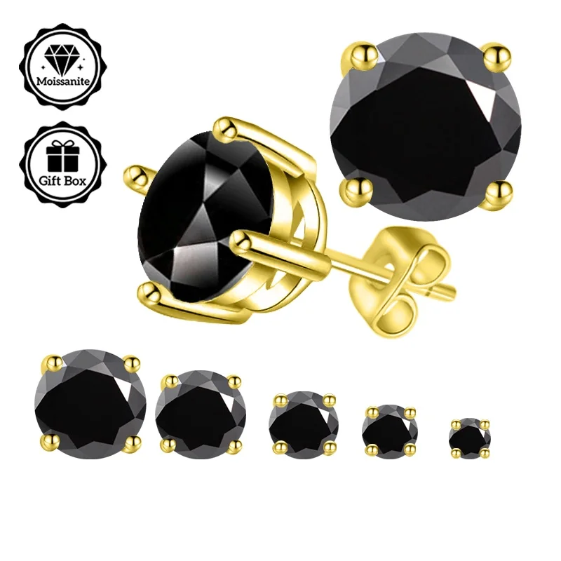 LAMVOICE Schmuck für Damen/Ohrstecker mit 0,2–4 Karat schwarzem Moissanit, hypoallergene Ohrringe, Weihnachtsgeschenk