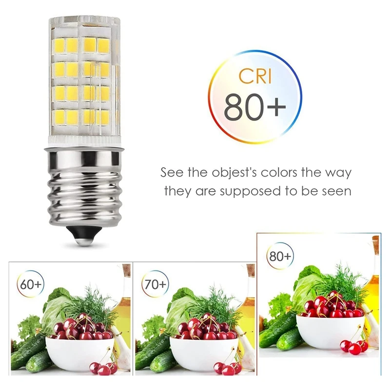 2 Pack 4W Dimmable LED E17 Microwave Oven Bulb , Daylight 6000K 40W Halogen Equivalent Light ,Ceramic E17 LED Bulb