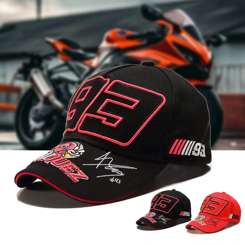 القطن المطرزة في الهواء الطلق دراجة نارية 93 شعار قبعة عبر البلاد سباق السيارات فريق موتو gp سباق قبعة بيسبول رجل امرأة هدية Sunhat #1