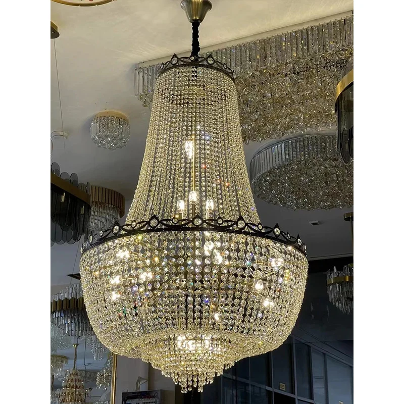 

Modern High Ceiling European Clean Crystal Large LED Chandelier American Crystal Chandelier For Living Dining Room Light Luxury