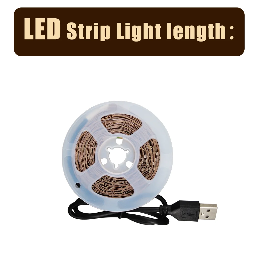 1PC 5V USB interface warm white light strip, uniform and soft brightness, suitable for mirror backlighting, cabinet, etc.