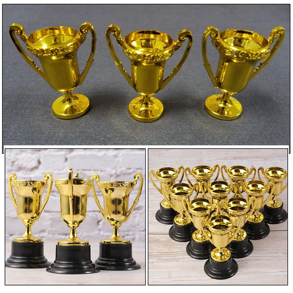 20 Pcs Toy Plastic Trophy Models Reward Trophies Winner Golden Award Small Prize Cups Child