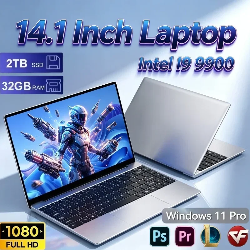 2026 New 14.1 Inch Laptop Intel I9‑9900 Windows 11 32GB RAM 2TB SSD Ultra‑Thin Notebook For Home Daily Office Entertainment