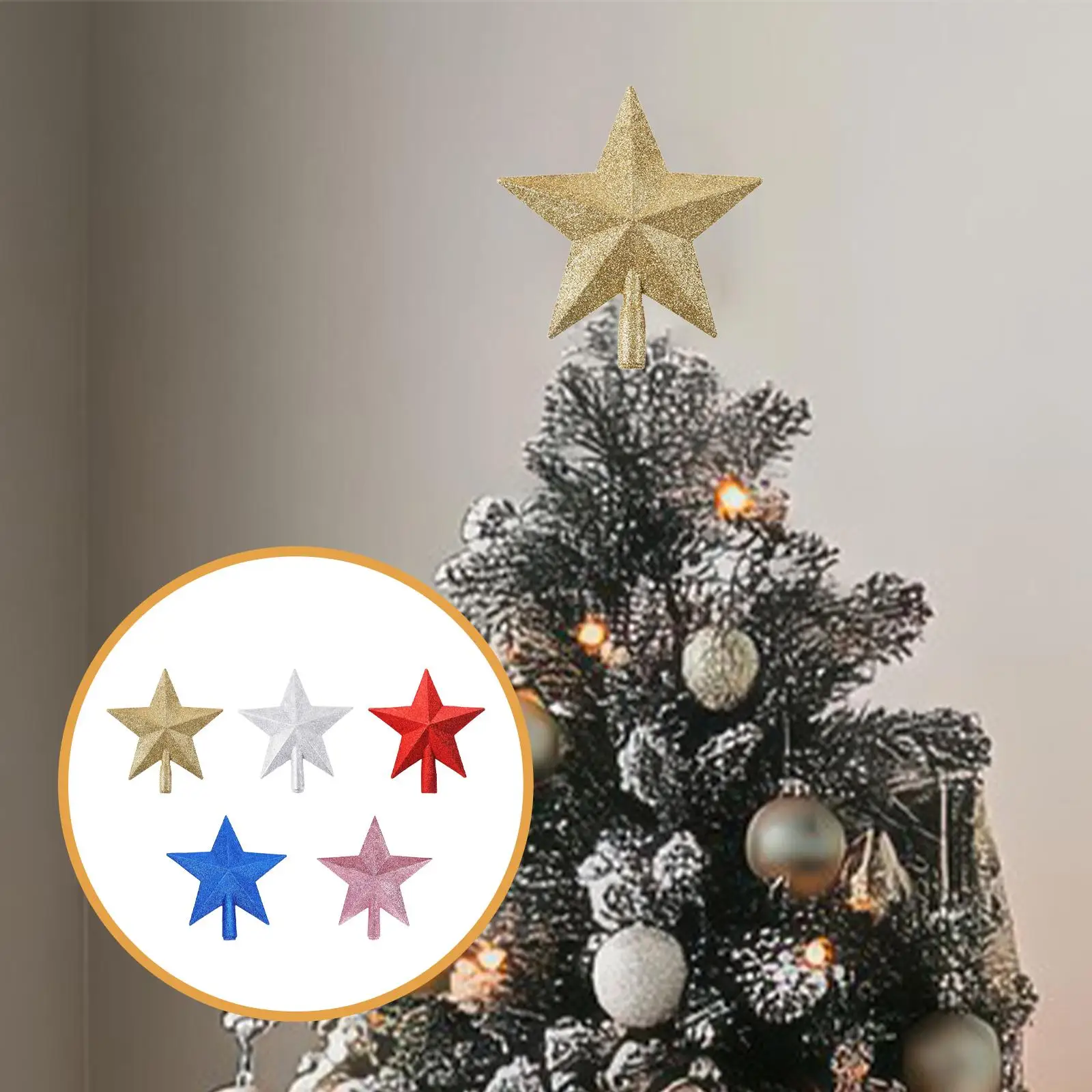 Christmas Star Tree Toppers Pendant Xmas Decor Christmas Tree Decoration Ornament Gifts for Home Indoor Window Office New Year